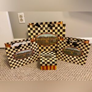 Vintage MacKenzie-Childs Gift Bags and Small Box - Lot of 4